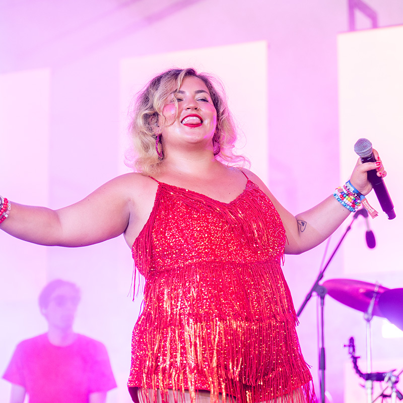Molly Grace preforming on stage at Bonnaroo