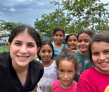 Team member with children