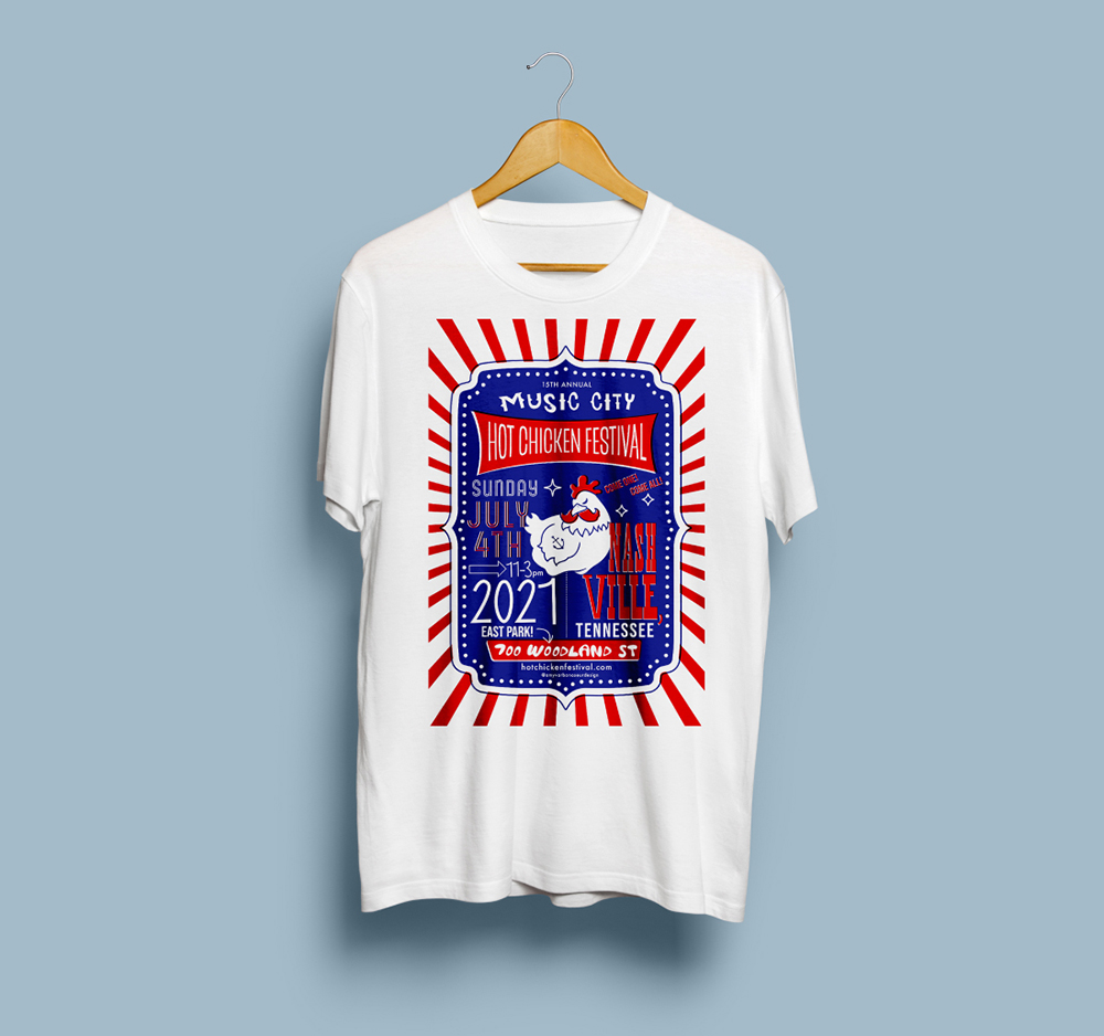Illustrated t-shirt for hot chicken in music city